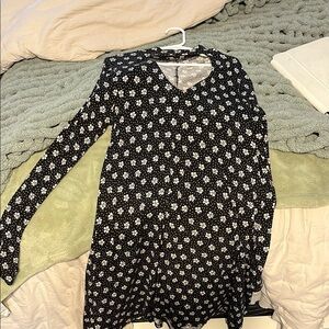 Floral Black and White Dress